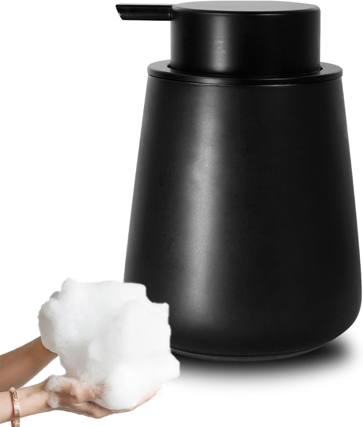 Ceramic Foaming Soap Dispenser，12Oz Black Foam Hand Soap Dispenser