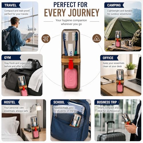 Image of Germ Protection Portable Transparent Toothbrush Cover Case - Anti-Bacterial Design, Travel Friendly, Dustproof, Lightweight & Easy Storage 1 Pcs, Square
