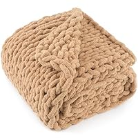 Grof gebreide deken, 122 x 180 cm, handgebreide warme chenille-deken, woondecoratie, zacht, dik garen, kabelgebreide deken, zachte ademende fleece banket, Kerstmis voor bank, bed, bank, beste cadeau
