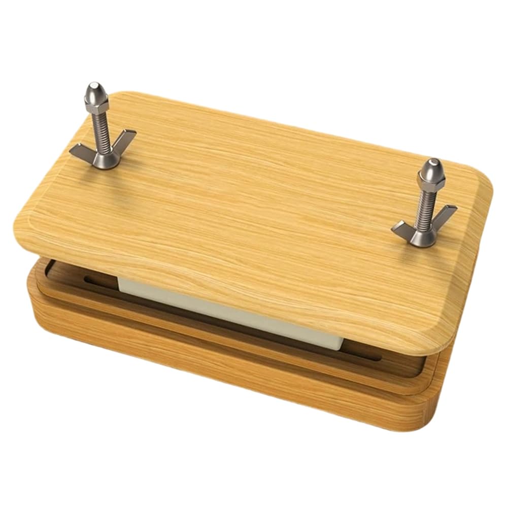 UDSKNV[KSL Bamboo Tofu Press with Built-in Strainer and Drip Tray, Ideal for 16oz Tofu Blocks for Tofu Enthusiasts