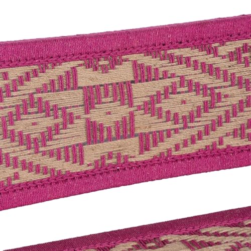 Image of Srima Wooden Bench for Living Room | Handcrafted Sheesham Wood Backrest Bench for Balcony & Garden | Traditional Rajasthani Patio for Outdoor with Cotton Handwoven Rope | Pink & Beige
