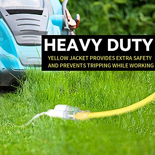 Ep 10 Ft Lighted Outdoor Extension Cord - 12/3 Sjtw Heavy Duty Yellow Extension Cable With 3 Prong Grounded Plug - 15Amp Power Cord For Lawn, Garden, Appliances #TOP3