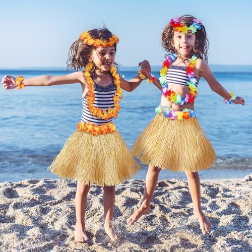 Disfraz de falda hawaiana con flores para niña miniatura 5