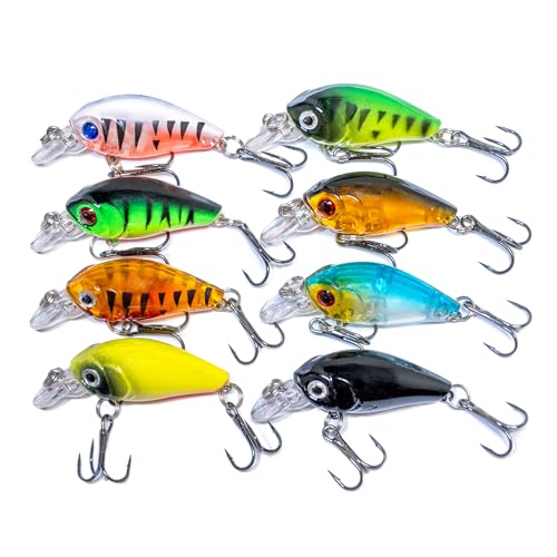 Steinn 8er-Set Wobbler Crankbaits Kunstköder für Raubfischangeln, mit Köderbox | 8 Farben, 4cm Länge, 3.7g Gewicht | Ideal für Zander, Barsch, Hecht, Forelle | Angelköder Set für Anfänger und Profis