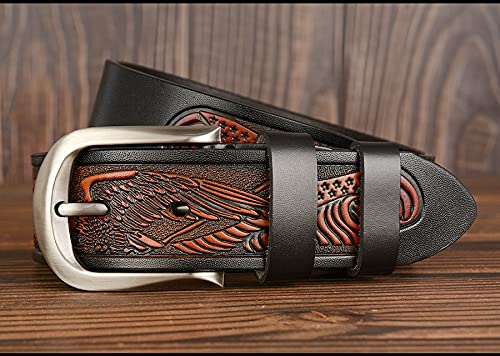 Men's Leather Belt Trimming Casual Pin Buckle Belt Men's Pants Cowhide (Color : Brown, Size : 125cm) (Brown 110cm)2