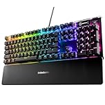 SteelSeries Apex 5 Hybrid Mechanical Gaming Keyboard – Per-Key RGB Illumination – Aircraft Grade Aluminum Alloy Frame – OLED Smart Display (Hybrid Blue Switch)