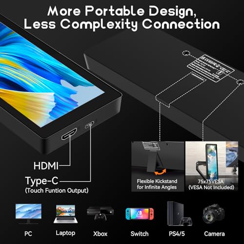 Image of AISHICHEN Mini Monitor for PC, Upgraded 8.8 Inch Small Touchscreen Monitor 1920x480 Stretched Bar Monitor, Sensor Panel Temperature LCD Display, IPS USB Mini Screen for RPi, AIDA64 ARGB Computer Case
