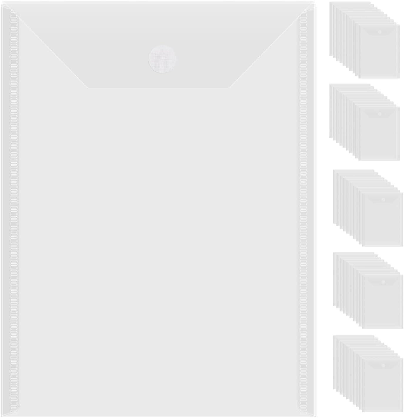 Briartw 50pcs 7x9.4" Storage Envelopes Hook and Loop Closure, Resealable Plastic Envelopes Pockets for Cutting Dies Stencil Crafts Organizer Holder,Storage Bag for Clear Stamp,Die Cuts,Photos