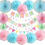 💙💗【Exquisito Set de Decoración de Cumpleaños】 Los colores vibrantes y los adornos brillantes de este set de decoración crean un ambiente hermoso y alegre para tu fiesta. La elegante combinación multicolor es perfecta para las diversas fiestas de tu hijo.