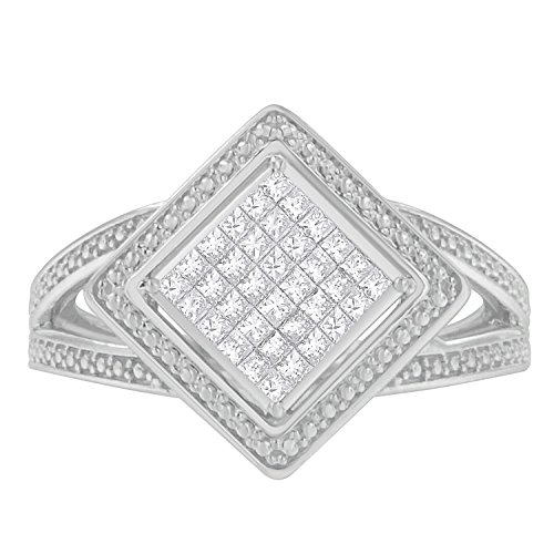 Original Classics .925 Sterling Silver Princess Cut Diamond Ring (0.34 Cttw, H-I Color, SI1-SI2 Clarity) - Size 7