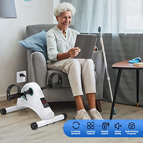 Lubbygim Motorized Mini Exercise Bike Pedal Exerciser For Seniors Rehab Training, Electric Under Desk Bike Peddler Exerciser For Seniors Arm/Leg Fitness & Physical Therapy #TOP1