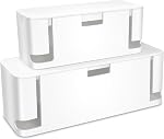 ZhiYo Boîte de gestion de câble avec câblo-câble 1 Pack, Cable Black Medium Cable Box Cord Hider, Organisateur de fils pour le protecteur de surpression, Cacher les fils de bureau/TV/ordinateur, Bande d'alimentation pour Tidy Space | Design extra-tout pour adaptateurs surdimensionnés, naturel de bambou, F