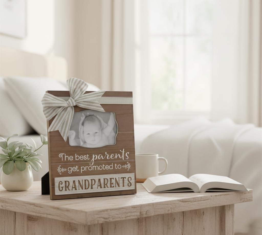 Young's Inc Wood Grandparents Picture Frame, Grandkids Photo Frame Gift for Grandparents, vintage wall decor for Living Room, 9" W x 10" H - Fits 4" x 6" Photo