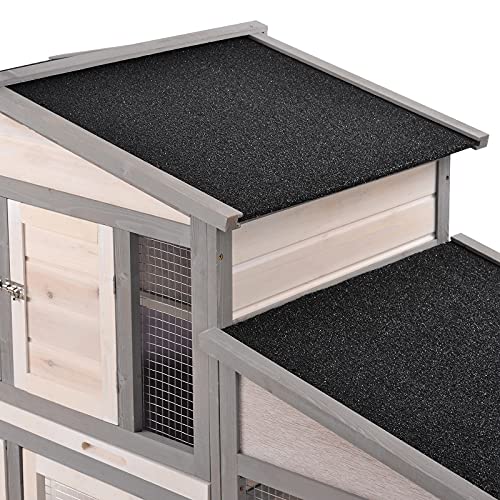 Bunny Cages For Rabbits Indoor, 88" Outdoor Waterproof Wooden Chicken Coop, Hutches For Rabbits, With Ventilation Door, Pull Out Tray And Double Runs, For Rabbits, Chickens, Cats, Small Animals #TOP4