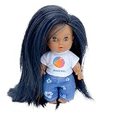  Nueva muñeca Mini Cocoletas de 15 cm 2022 Negra mulata Pelo Liso Extra Largo edición Limitada Tejano Personalizable 100% Vinilo. Fabricada en España.. Similar Barriguitas.