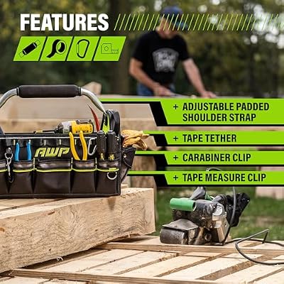 AWP Tool Bags, Premium Tool Bag, Black, Durable Tool Tote, for Professionals and Contractors
