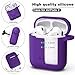 R-fun Compatible with AirPods Case Cover, Soft Silicone Protective Cover with Keychain for Women Men Compatible with Apple AirPods 2nd 1st Generation Charging Case, Front LED Visible,Purple