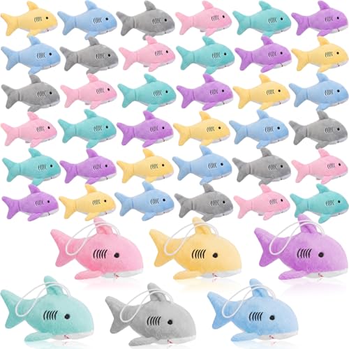 Ecation 36 Pcs Mini Shark Keychain, Plush Shark Party Favors Bulk 3.94 Inch