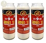 Ner Mitzvah 9 Day Yahrzeit Candle - 3 Pack Kosher White Yahrzeit Memorial Candles - Yom Kippur and H