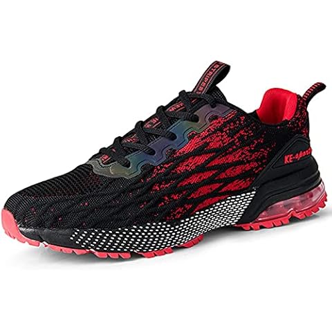 Mens Trainers Running Shoes Breathable Lightweight Outdoor Sports Shoes Sneakers Fitness and Jogging Shoes (10.5,Black Red) Cover