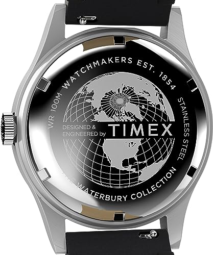 Image of Timex Waterbury 39mm Men's Analog Watch | Durable Stainless Steel Case | Day and Date Window | Durable Design | 100M Water Resistance