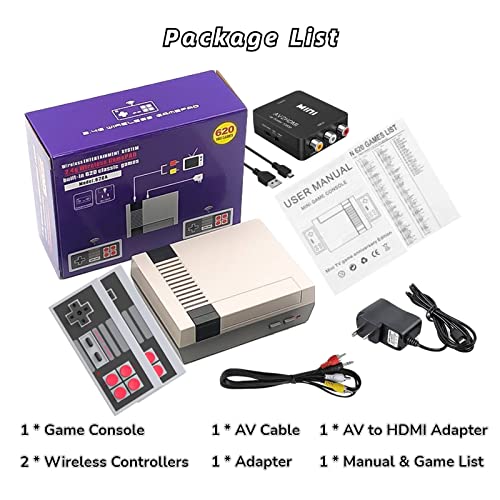 Retro Game Console With 620 Video Games,Classic Mini Game System With Wireless Controller, Hdmi Hd And Av Output Plug And Play Game Console,Retro Toys Gifts Choice. #TOP6