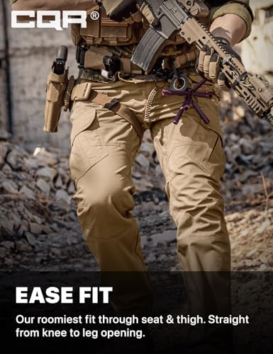 Image of CQR Men's Tactical Pants, Water Resistant Ripstop Cargo Pants, Lightweight EDC Work Hiking Pants, Outdoor Apparel