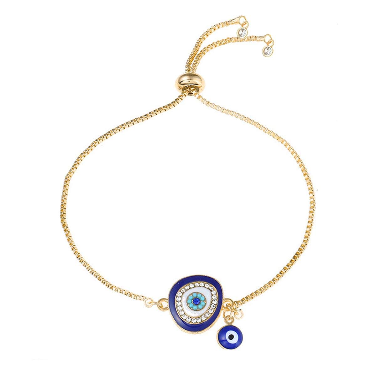 ZIVOM® Turkish Blue Evil Eye Cubic Zirconia Gold Slider Adjustable Slider Bracelet for Women (B095K1ZSJ7) Amazon Price History, Amazon Price Tracker