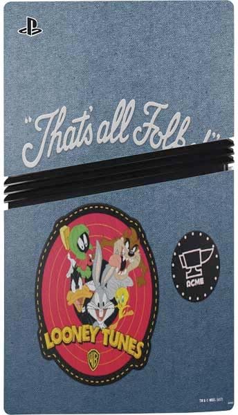 Skinit Decal Gaming Skin Compatible with PS5 Pro Bundle - Officially Licensed Looney Tunes Thats All Folks Patch Design