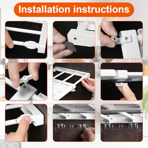 RANJIMA Verstellbare Regale für Schrank, Einlegeböden Schrankregal 24cm Breite, Erweiterbares Einlegeboden Kleiderschrank Schrank Organizer Küche Badezimmer Ohne Bohren, Verstellbare Länge 38-60cm