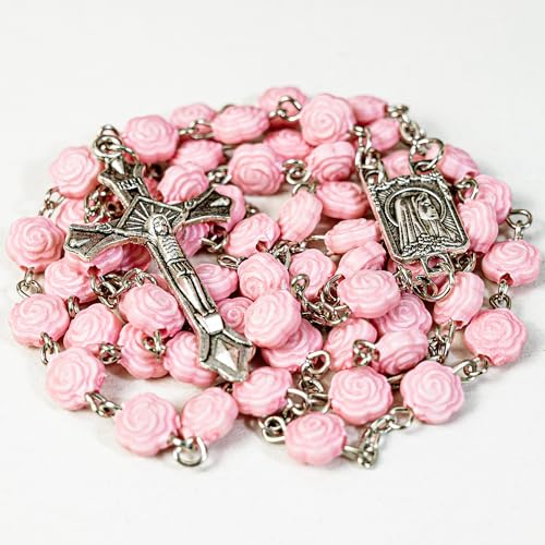 Rosary Beads Catholic for Women - Pearl Beads with Classic Cross, Virgin Mary Zippered Prayer Box, First Communion Gifts, Baptism Confirmation Jewelry2