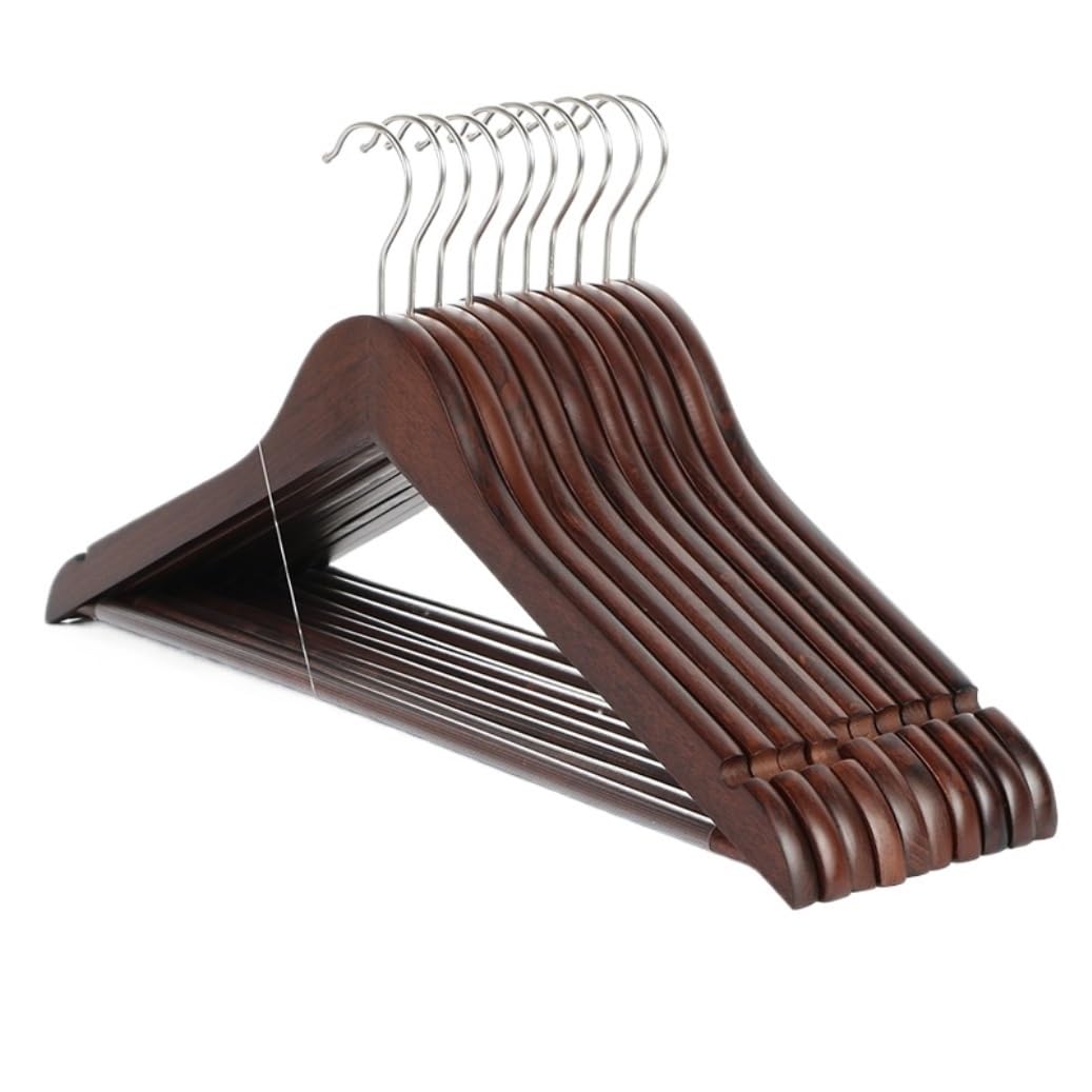 Colgador De Ropa De Madera De Haya, Colgadores De Gancho De Metal con Muescas, Colgador De Gancho De Metal Antideslizante, Estante para Ropa De Armario para Sudadera(A,5pcs)