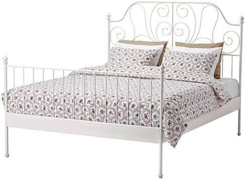 Ikea Leirvik Bed Frame White Full Size Iron Metal Country Style