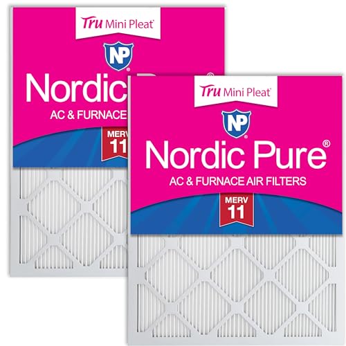 Image of Nordic Pure 10x24x1 Tru Mini Pleat MERV 11 AC Furnace Air Filters 2 Pack | Actual Size: 9 1 /2 x 23 1 /2 x 3 /4 Made in USA, 2.5x More Pleats, Mid-Sized Airborne Particles, Dust, Pollen & Pet Dander