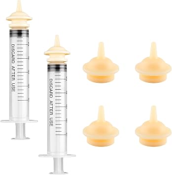Tabanzhe 8PCS Newborn Pet Feeding Syringe Kit - Chew Resistant Dog Cat Silicone Nipple Feeder with 2pcs10ml Syringes & 6pcs Nipples for Puppies Kittens Small Animals