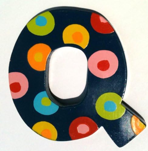 TATIRI Bright Multi-Color Alphabet WOODEN Letter STRIPES & DOTS (2 1/2 Inches Tall) (DOTTED Letter Q)