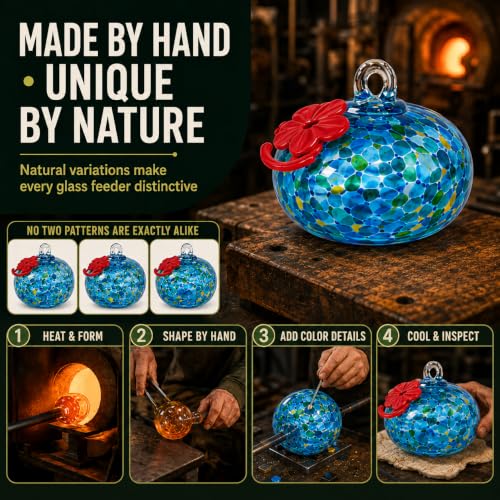 Colorful Glass Wind Chime Hummingbird Feeder for Outdoors, 6 Feeding Ports by Balloontern - Used condition - Image 7