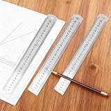 3PCS Stainless Steel Ruler Precision Straight Edge Measuring Tool Metric and Inch Scale Metal Drawing Engineering Craft Projects
