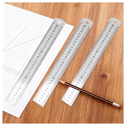 3PCS Stainless Steel Ruler Precision Straight Edge Measuring Tool Metric and Inch Scale Metal Drawing Engineering Craft Projects