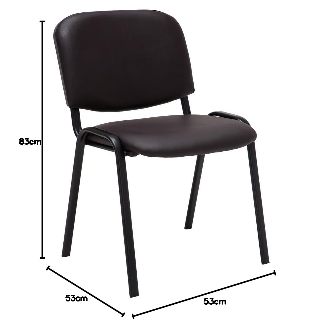 CLP Lot De 6 Chaises Visiteur Empilable Ken en Similicuir I Chaise De Récéption Confortable avec Dossier Pieds en Métal Robustes, Couleur:Marron