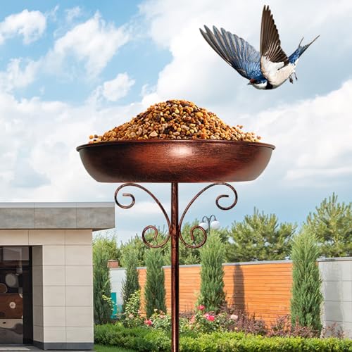 Vogeltränke Stehend Vogelbad Garten Metall Vogeltränke Winterfest Wassertränke für Wildvögel Wassertränke, Vogelbad, Futterstelle, Balkon, Garten