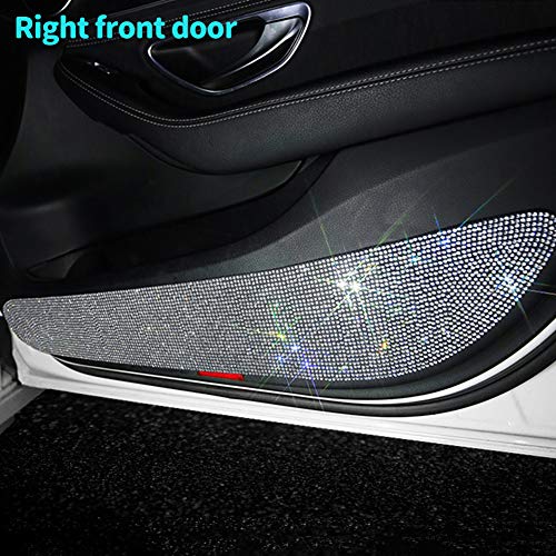 Image of eing Car Door Anti-Kick Pad Crystal Diamond Universal Door Protective Pad Anti-Kick Dirty Stickers Anti-Collision Stickers,4 Pack /Set(2 Pack for Front Door and 2 Pack for Back Seat Door),Multicolor