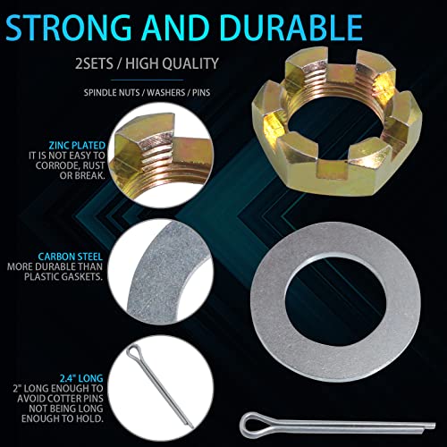 Ibroprat 2Set Trailer Nut Kits 1" Spindle Shaft Can-Am Castle Nuts 1" Washers 2.25" Cotter Pins 1.98" Dust Covers And Rubber Plugs For 1" Shaft Spindle #TOP3
