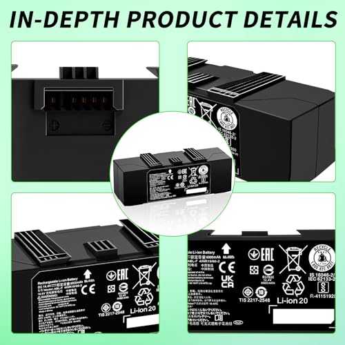 Image of 6000mAh ABL-F for iRobot Battery Replacement for iRobot Roomba j7 j7+ i8 i8+ e5 e6 i3 i3+ i4 i5 i6 i7 i7+ 7150 7156 7158 7550 7558 3150 3550 3556 e5152 14-df 15-cs e5154 e5158 6198 e6198 Series Black