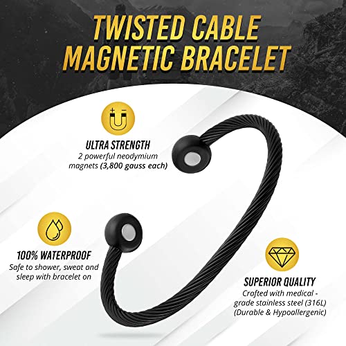 Magnetrx ® Magnetic Bracelet Cuff - Twisted Cable Stainless Steel Bangle Magnetic Bracelets thumb #2