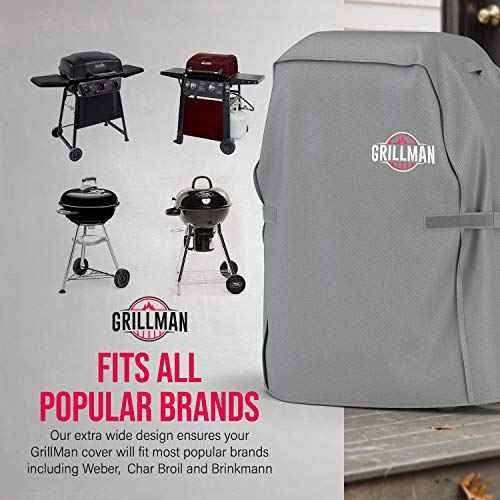 Grillman Barbeque Grill Cover Cover fits Weber BBQ Cover, Brinkmann, Outback and More - Small BBQ Cover Waterproof, Rip-Proof, UV Resistant, Heavy Duty Barbecue Cover (152 x 71 x 112 cm), Grey