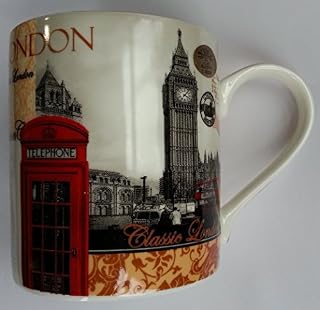 London Fine China Mug pictured red telephone box iconic pictures gift mug