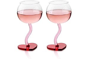 SKINFORD 2Pcs Heart Shaped Red Wine Glasses Lead-Free Crystal Goblet Cups Gift...