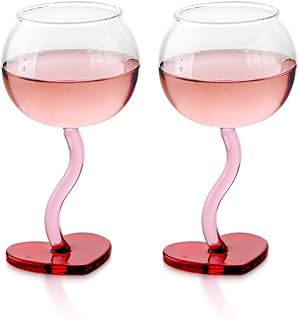 2Pcs Heart Shaped Wine Glass Crystal Wine Glass Lead-Free Goblet Gift for Friends Girlfriends Women Birthday Wedding Anniversary Valentines Day