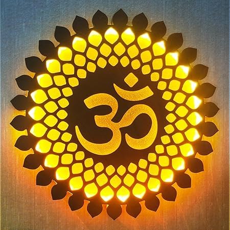 OM Mandala Wall Lit LED Light Wall Decor A Well-Designed 12X12 inch.. (Brown & Golden Yellow)-image-44